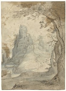 Paesaggio con un castello su una roccia da Paul Bril (circle of)