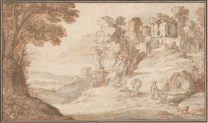 Paesaggio classico con una fontana da Paul Bril