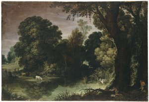 Paesaggio boscoso con caccia alle anatre da Paul Bril