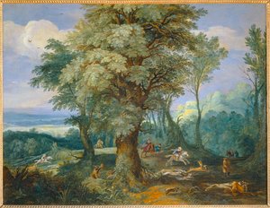 La chasse au daim - Una caccia al cervo ... da Paul Brill or Bril