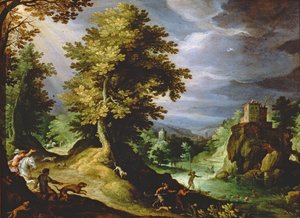 Paesaggio con caccia al cervo, 1591
