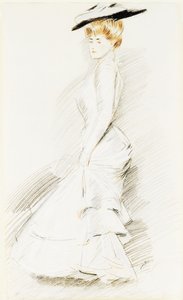 Una signora elegante in un vestito bianco