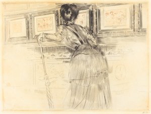 Davanti ai Watteau al Louvre da Paul Cesar Helleu