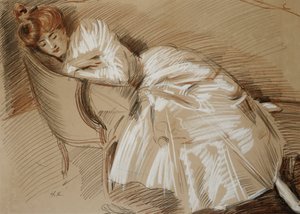 Madame Helleu sdraiata su una chaise-longue
