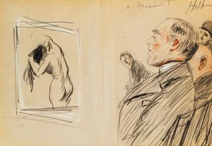 Monsieur Fiquet che ammira un pastello di Degas da Paul Cesar Helleu