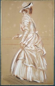 Ritratto di una donna in bianco. Disegno di Paul Helleu (1859 - 1927), XX secolo. Bayonne, Musee Bonnat da Paul Cesar Helleu