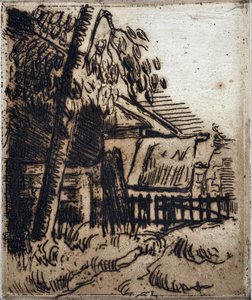 Casa ad Auvers sur Oise. Incisione di Paul Cezanne da Paul Cézanne