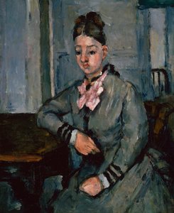 Madame Cézanne appoggiata a un tavolo, c.1873 da Paul Cézanne