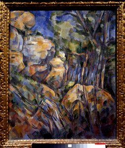 Roccia vicino alle grotte sopra il castello nero da Paul Cézanne