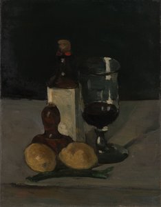 Natura morta con bottiglia, bicchiere e limoni da Paul Cézanne