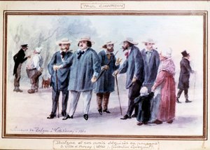 Honoré de Balzac e i suoi amici travestiti da contadini nella città di Avray nel 1840 da Paul Chardin