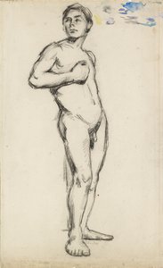 Studio accademico di un nudo maschile con la mano destra stretta sul petto, 1865 da Paul Cézanne