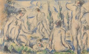 Bagnanti recto, Paesaggio verso, ca. 1888 recto da Paul Cézanne