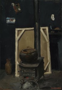 La stufa nello studio. Circa 1865