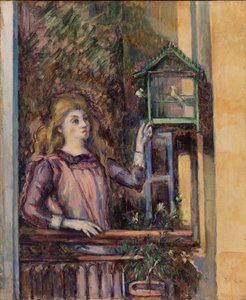 Ragazza con gabbia per uccelli da Paul Cézanne