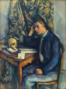 Giovane uomo con teschio da Paul Cézanne