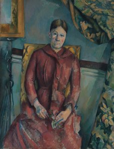 Madame Cézanne Hortense Fiquet in un vestito rosso, 1888-90