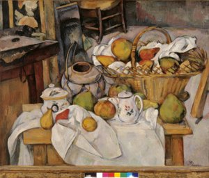 Natura morta con cesto o La tavola della cucina da Paul Cézanne