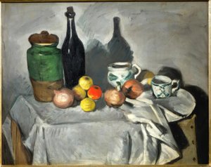 Natura morta (frutta e stoviglie)