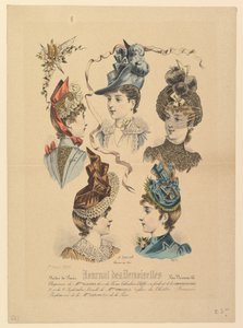 Cappelli da signora, n. 4671, da Journal des Demoiselles, 1 aprile 1888 da Paul Deferneville
