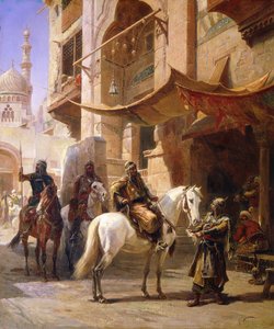 Guerrieri arabi in una strada da Paul Dominique Philippoteaux
