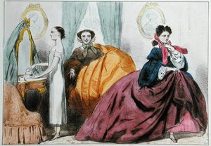 Cartone animato che satira la moda del crinolina, c.1860 da Paul Emile Detouche