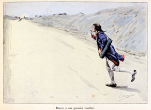 Desaix ha il suo primo combattimento: Charles Antoine Desaix de Veygoux (1768-1800) cattura un prigioniero a Landau in der Pfalz (Germania) mentre l