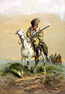 Copertina del libro “The Scout Buffalo Bill” di Han. W.F. Cody, illustrazione di P. Frenzeny, tra il 1860 e il 1890 da Paul Frenzeny