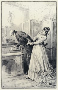 Illustrazione per Anna Karenina: Karenina prende possesso delle lettere della moglie da Paul Frenzeny