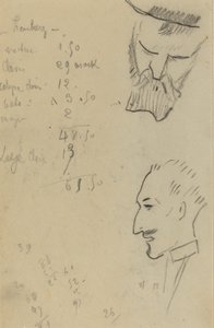Un uomo barbuto e un uomo di profilo [verso] da Paul Gauguin