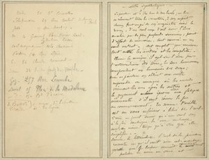 Elenco degli indirizzi; pagina manoscritta [recto]. da Paul Gauguin