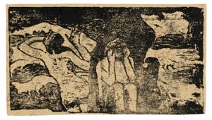 Alle Rocce Nere, dalla suite di stampe su blocchi di legno tardive da Paul Gauguin