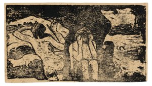 Alle rocce nere, dalla suite di stampe woodblock tardive da Paul Gauguin