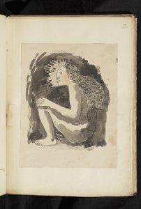 Prima e dopo - disegno di una donna nativa nuda seduta, di profilo, con le ginocchia piegate da Paul Gauguin