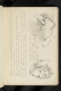 Avant et après - testo e due disegni della testa di una ragazza da Paul Gauguin