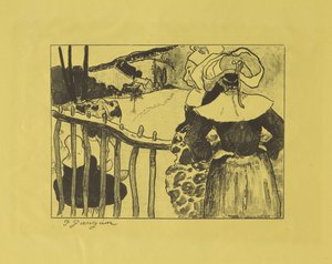 Donne bretoni in piedi vicino a una recinzione, 1889 da Paul Gauguin