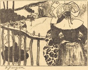 Donne bretoni accanto a una recinzione, 1889 da Paul Gauguin