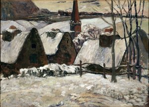 Villaggio bretone sotto la neve