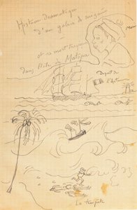 Disegno da un album di disegni prodotto per il giovane Jacques Bousquet, Pont-Aven o Le Pouldu, 1889-90 da Paul Gauguin