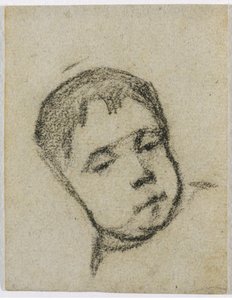 Emil Gauguin da bambino, testa su un cuscino da Paul Gauguin