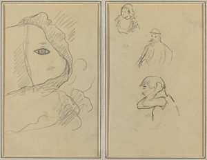 Occhio e Parte del Viso; Una Donna Bretone e Due Uomini da Paul Gauguin