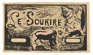Volpe, busti di due donne e un coniglio, copricapo per Le sourire da Paul Gauguin