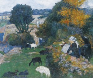 Francese:  La bergère bretonne La pastorella bretone da Paul Gauguin