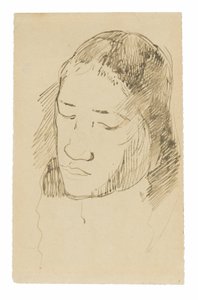 Testa di una donna tahitiana (recto), schizzi di dettagli anatomici (verso) da Paul Gauguin