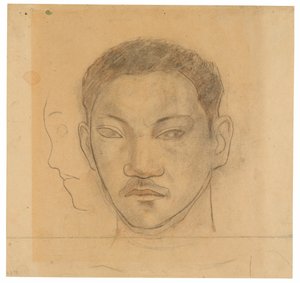 Testa di tahitiano con profilo di seconda testa alla sua destra da Paul Gauguin