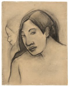 Teste di donne tahitiane, viste frontali e di profilo da Paul Gauguin
