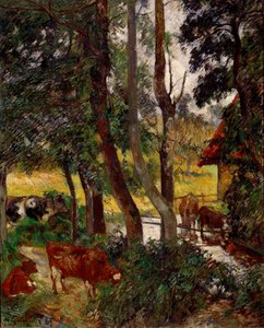 Paesaggio in Bretagna - Mucche a un abbeveratoio o Angolo dello stagno. Dipinto di Paul Gauguin (1848-1903) da Paul Gauguin