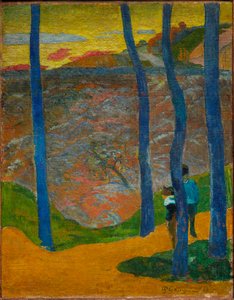 Les Arbres bleus. Vous y passerez, la belle. Blue Trees. Your Turn Will Come, My Beauty!, 1888 da Paul Gauguin