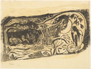 Piatto con la testa di un diavolo cornuto da Paul Gauguin