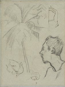 Profilo di Charles Laval con palma e altri schizzi da Paul Gauguin